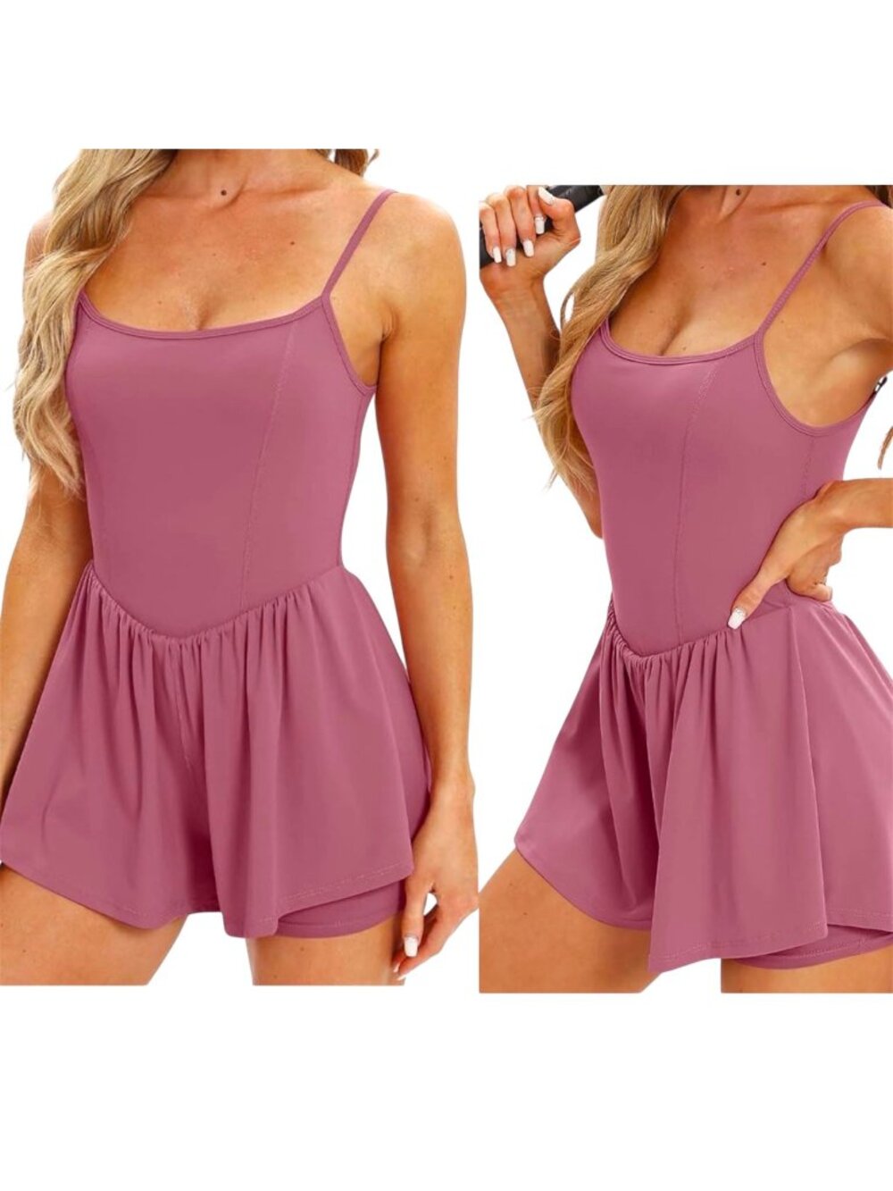NWT Beaully Active Romper Shorts - Dusty Pink (Size Small)